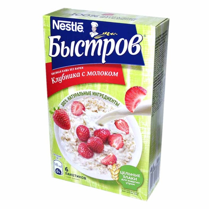 Каша овсяная Nestle Быстров с клубникой сливочный вкус 240гр к/у