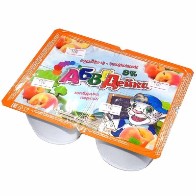 Продукт творожный АБВГДейка персик 8% 100гр пэт