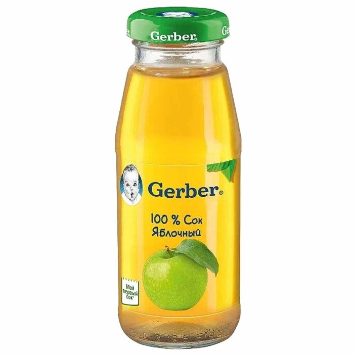 Сок Gerber яблоко с 6мес 175мл ст/б