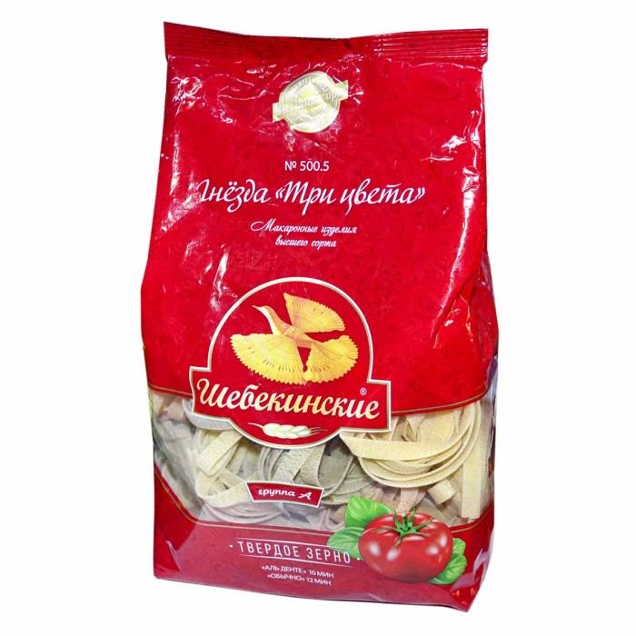 Макароны Шебекинские гнезда три цвета №500.5 450гр м/у