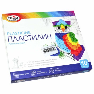 Пластилин Гамма Классический 10цв 200гр арт281032 к/у