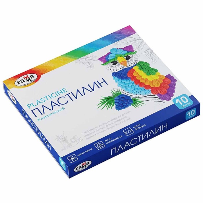 Пластилин Гамма Классический 10цв 200гр арт281032 к/у