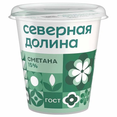 Сметана Северная Долина 15% 300гр пэт