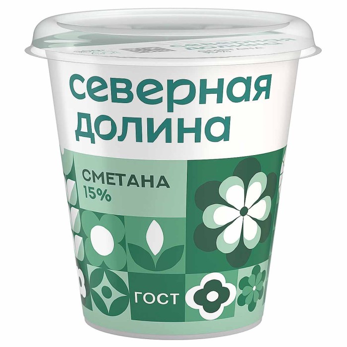 Сметана Северная Долина 15% 300гр пэт