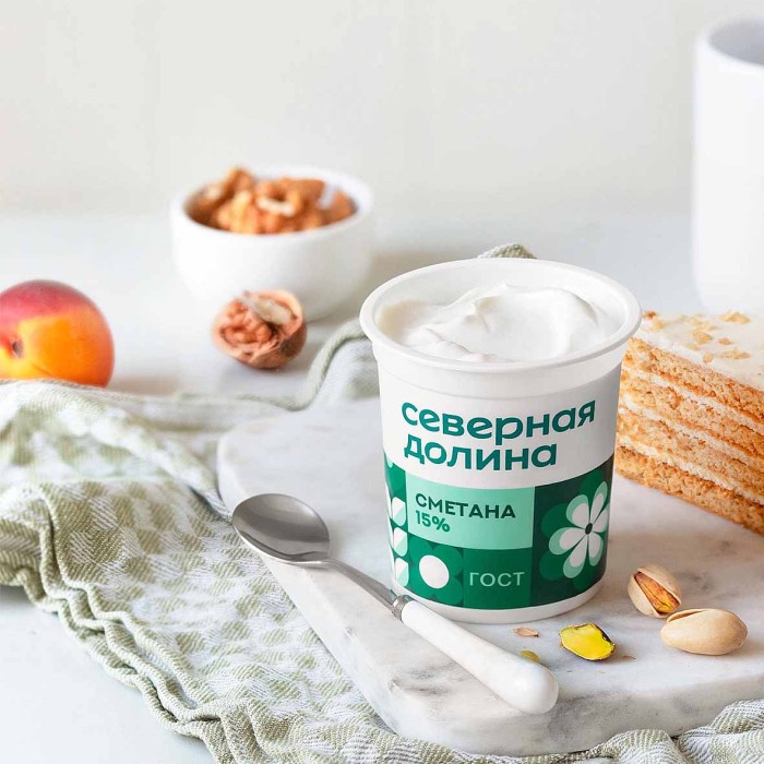 Сметана Северная Долина 15% 300гр пэт