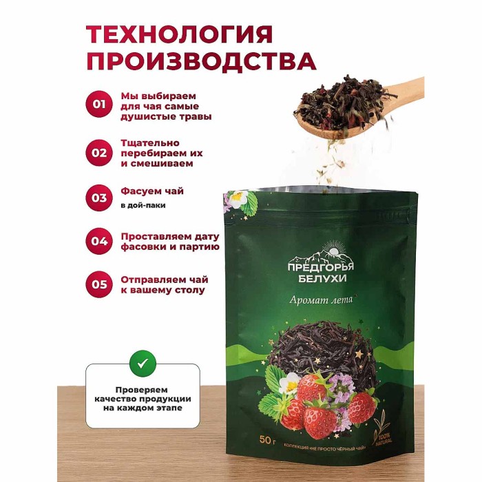 Чай черный Предгорья Белухи байховый Аромат  лета 50гр д\п