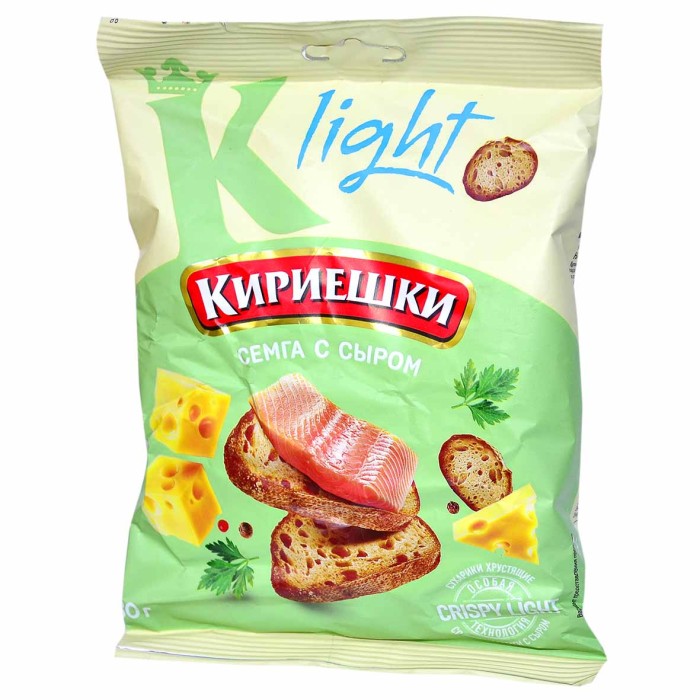 Сухарики Кириешки Light ржаные вкус семга с сыром 80гр м/у