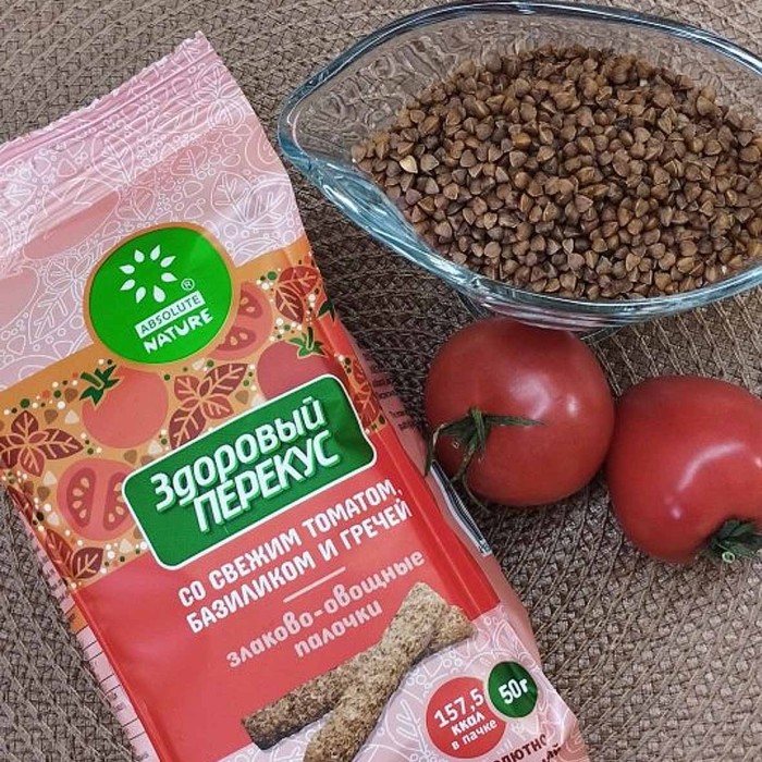 Палочки злако-овощные Здоровый Перекус со свеж.томатом, базиликом и гречей 50гр м/у