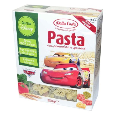Макароны Dalla Costa Disney Cars со шпинатом и томатом 250гр к/у
