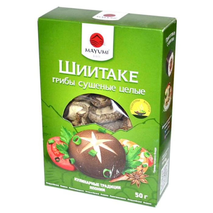 Грибы шиитаке Mayumi сушеные 50гр к/у