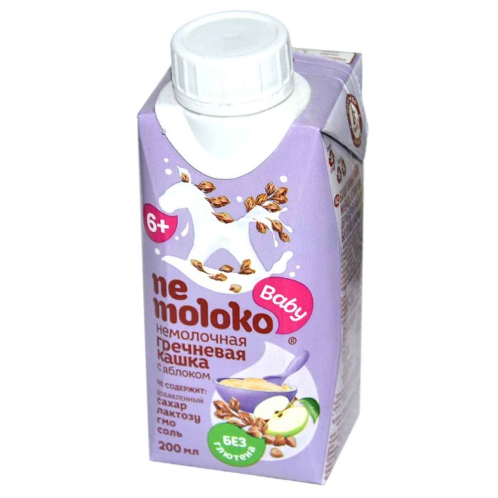Каша Nemoloko гречневая безмолочная с яблоком с 6мес 0,2л т/п