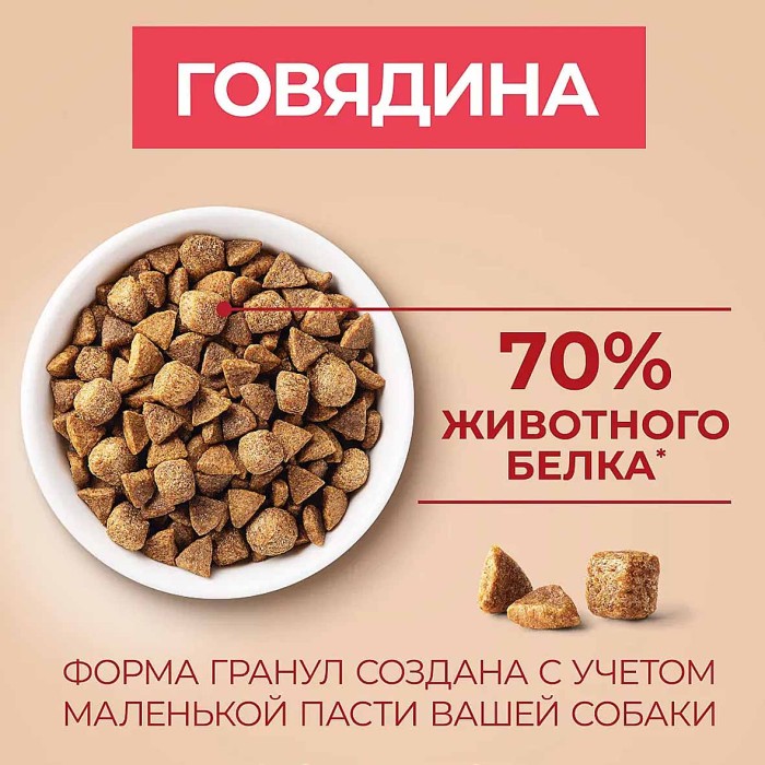 Корм для собак Purina One мини говядина-рис 1,5 кг м/у