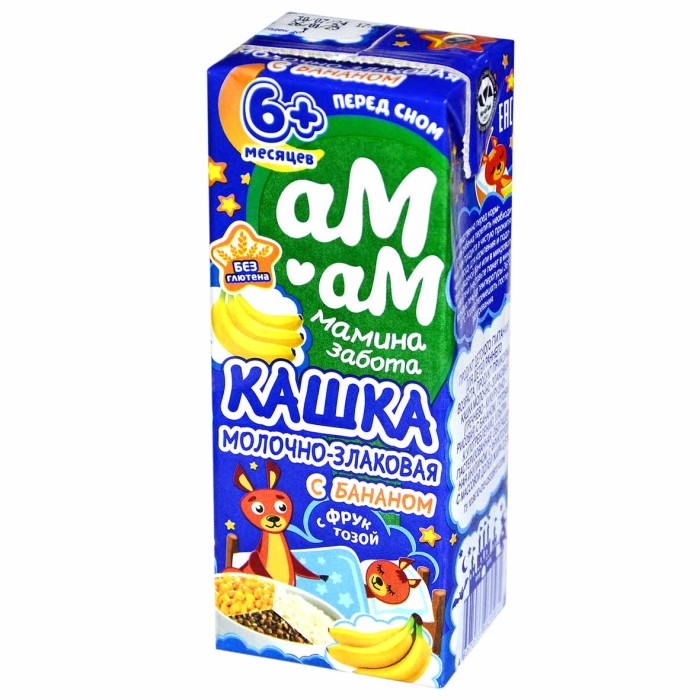 Каша Ам-Ам молочно-злаковая с бананом 2,5% с 6мес 200мл пэт