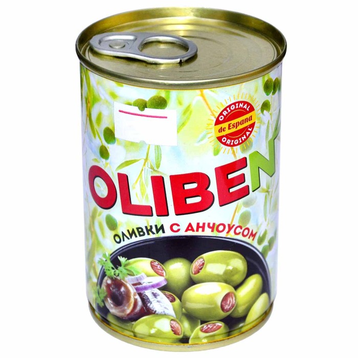 Оливки Oliben с анчоусом 290гр ж/б
