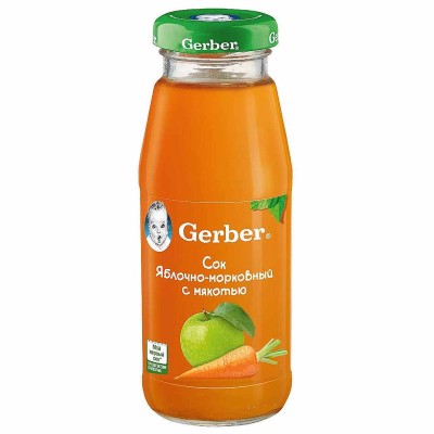 Сок Gerber яблоко-морковь с 5мес 175мл ст/б