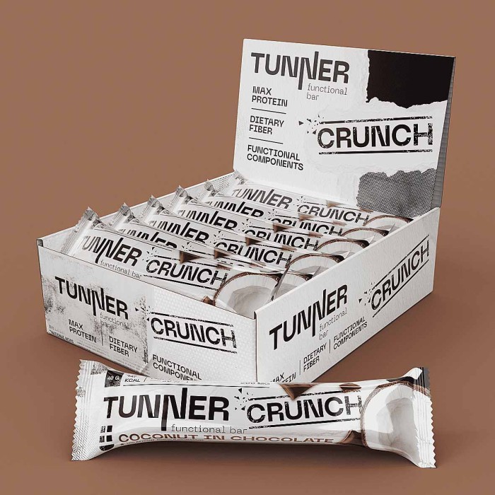 Батончик функциональный Tunner Crunch Кокос в темном шоколаде 40гр