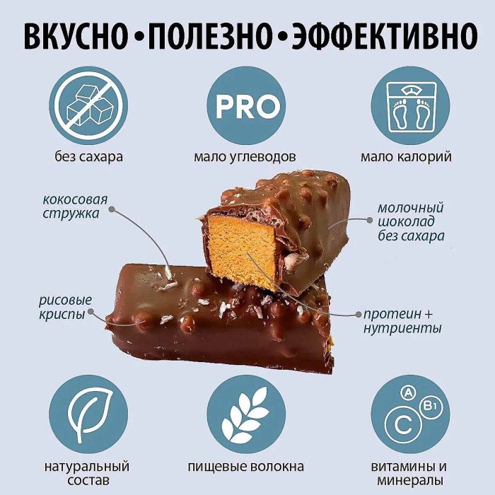 Батончик функциональный Tunner Crunch Кокос в темном шоколаде 40гр
