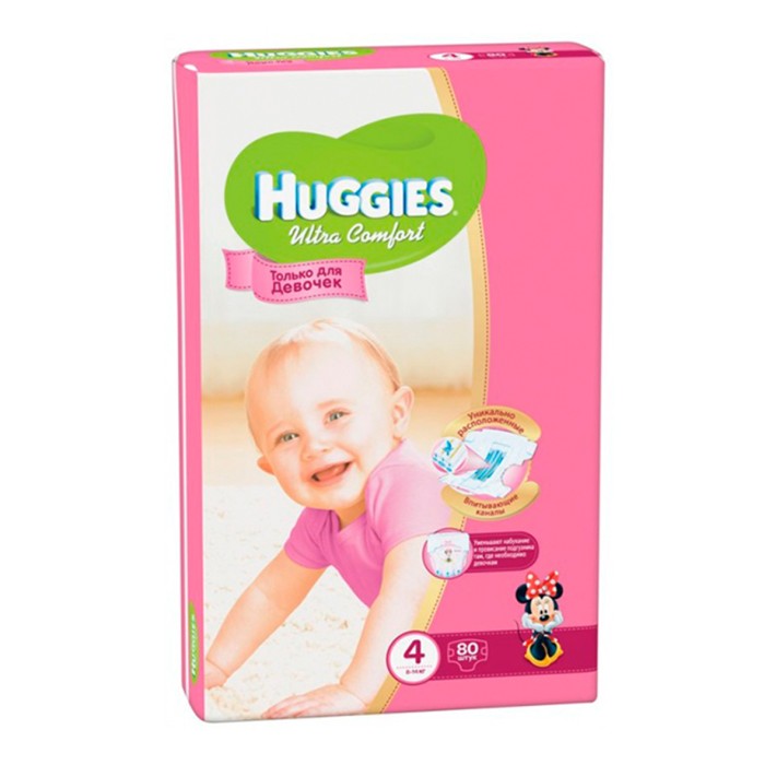 Подгузники Huggies UC 4 Giga Girl (8-14кг) 80шт м/у