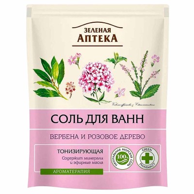 Соль для ванн Зеленая аптека Вербена и розовое дерево 500гр д/п