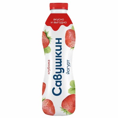 Йогурт питьевой Савушкин Легкий клубника 1% 900гр пэт