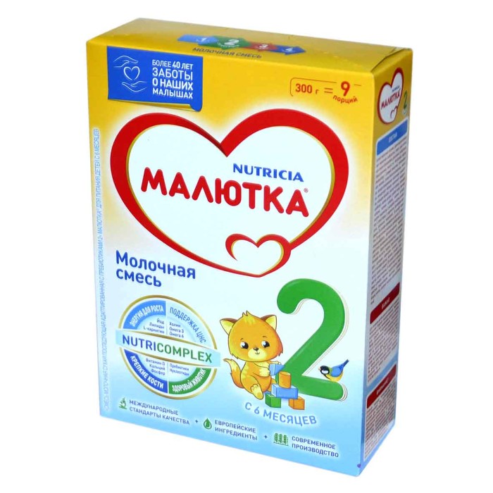 Смесь Малютка 2 молочная с6мес 300гр к/у
