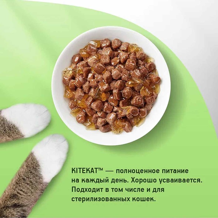 Корм для кошек Kitekat говядина в желе 85гр пауч