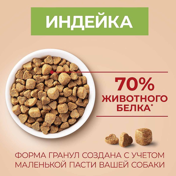 Корм для собак Purina One мини индейка-рис 1,5 кг м/у