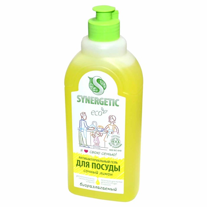Средство для мытья посуды,игрушек Synergetic Лимон 0,5л дозатор