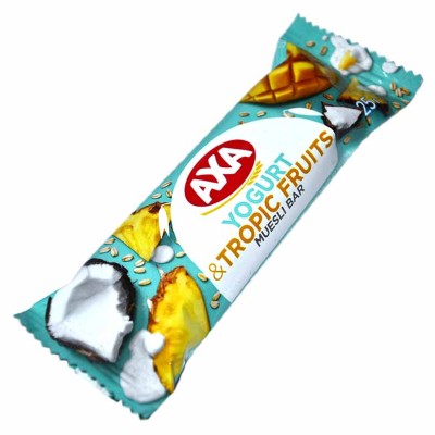 Батончик AXA зерновой вкус йогурта и тропические фрукты 25гр м/у