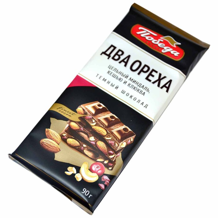Шоколад Победа Два ореха темный 90гр м/у