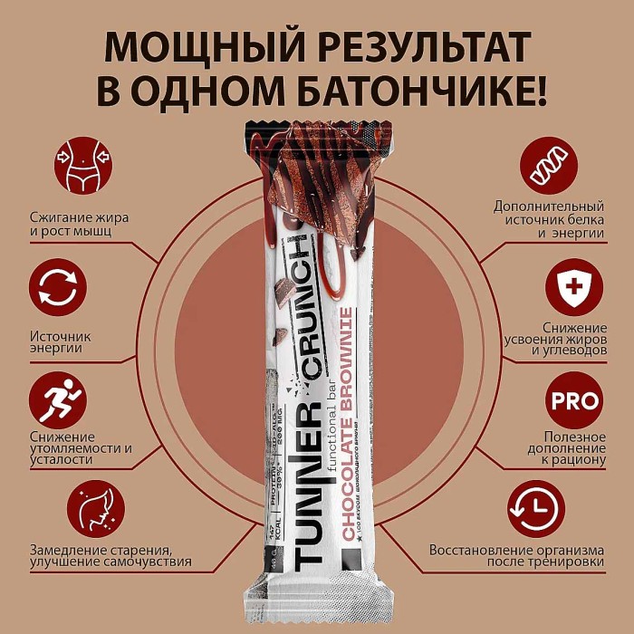 Батончик функциональный Tunner Crunch Шоколапдный брауни 40гр