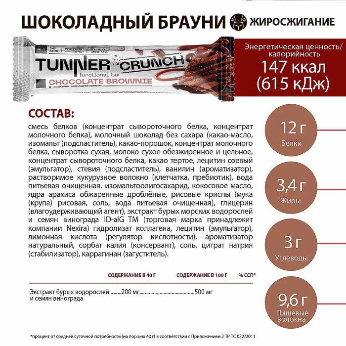 Батончик функциональный Tunner Crunch Шоколапдный брауни 40гр