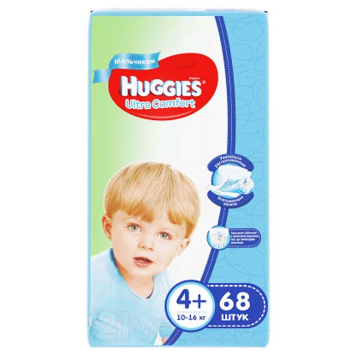 Подгузники Huggies UC 4+ Giga Boy (10-16кг) 68шт м/у