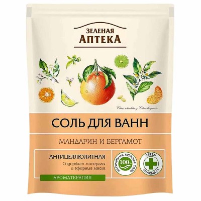 Соль для ванн Зеленая аптека Мандарин и бергамод 500гр д/п