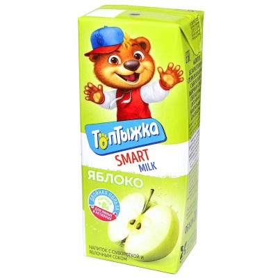 Напиток сывороточный Топтыжка с соком яблоко 200мл пэт