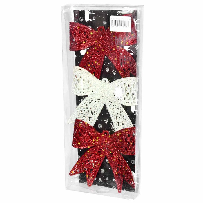 Украшение новогоднее Бант/Цветок/Бабочки 3шт