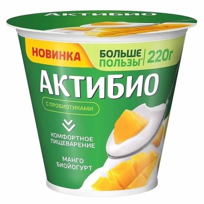 Биойогурт Актибио натуральный манго 3% 220гр пэт