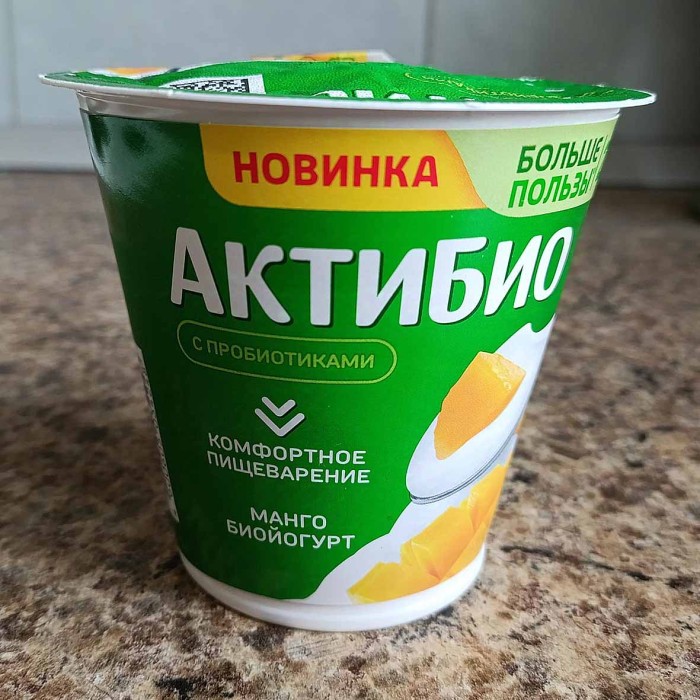 Биойогурт Актибио натуральный манго 3% 220гр пэт