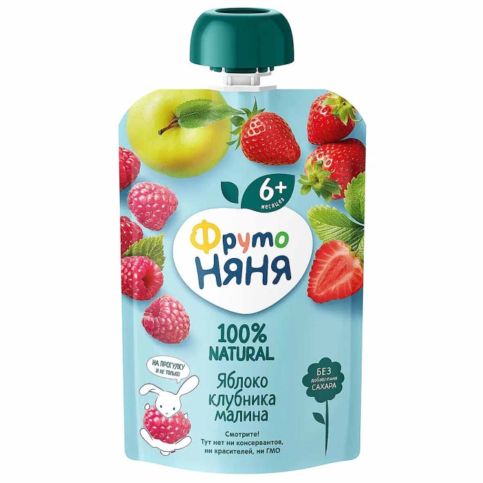 Пюре Футо Няня яблоко-клубника-малина 90гр пауч