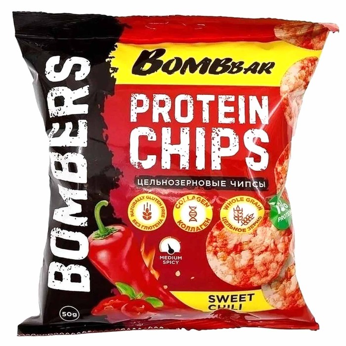 Чипсы протеиновые Bombar со вкусом сладкий чили 50гр м/у