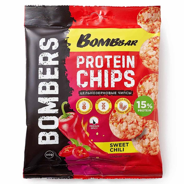 Чипсы протеиновые Bombar со вкусом сладкий чили 50гр м/у