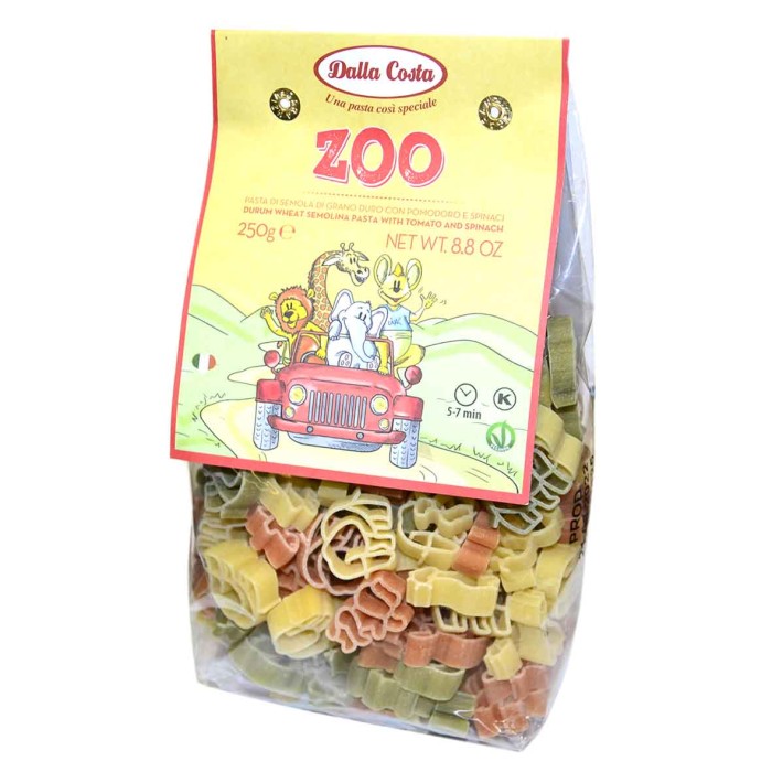 Макароны Dalla Costa Disney ZOO со шпинатом и томатом 250гр м/у