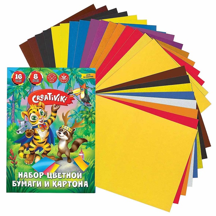 Набор картона+бумага Creativici А4 8Л 8ЦВ 16Л 8ЦВ