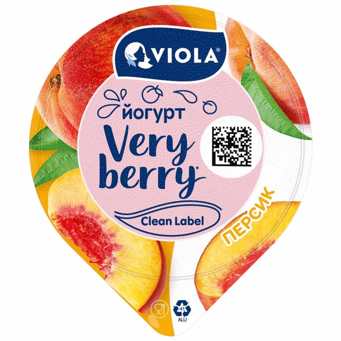 Йогурт Viola Персик 2,6% 180гр пэт