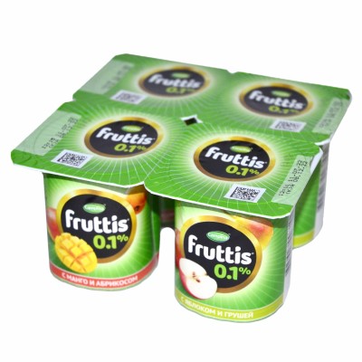 Йогурт Fruttis Легкий абрикос-манго и яблоко-груша 0,1% 110гр пэт