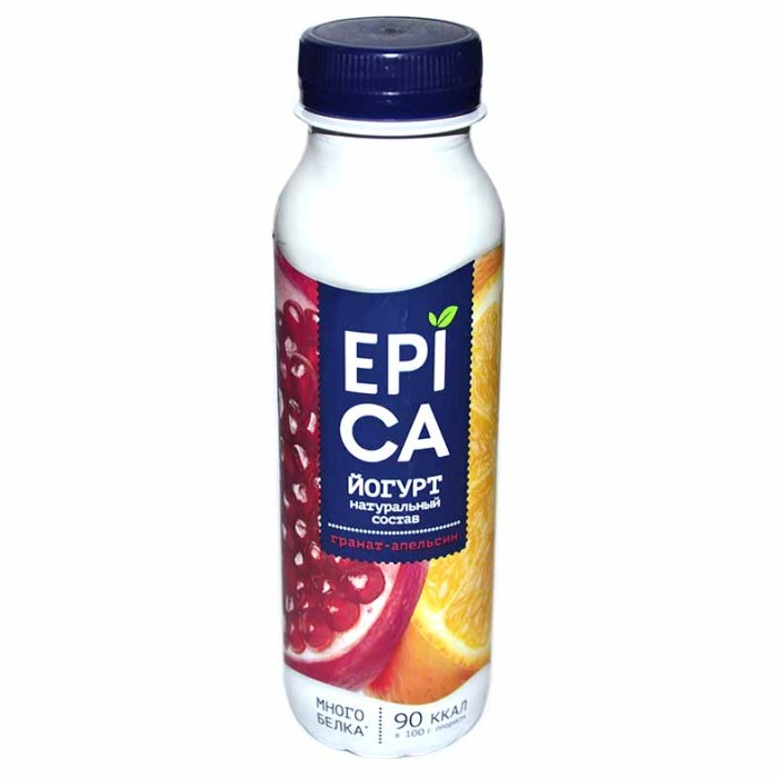 Йогурт питьевой Epica гранат-апельсин 2,5% 290гр пэт