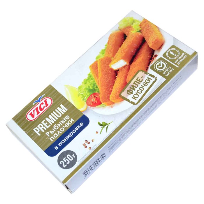Палочки рыбные Vici из рубленого филе 250гр к/у