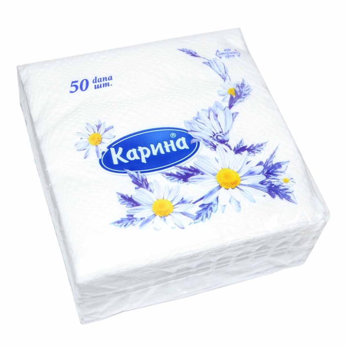 Салфетки бумажные Карина белые 50шт м/у