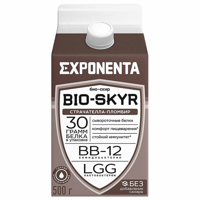 Напиток кисломолочный Exponenta Bio-Skyr 3в1 Страчателла Пломбир 500гр т/п