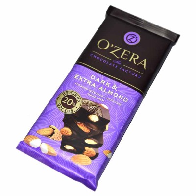 Шоколад OZera Dark&amp;Extra Almond горький 90гр м/у